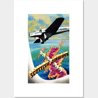 Vintage Travel Poster Scotland Scottish Airways Posters and Art